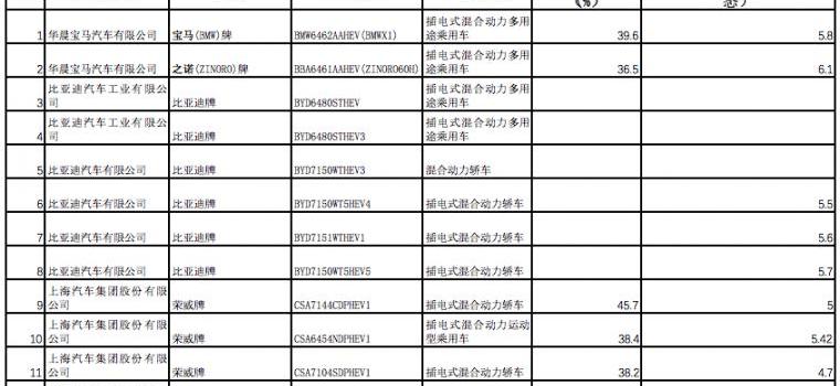 BYD, Dongfeng, BMW, Chang 'an and Futian